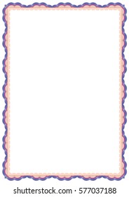 Vector frame for diploma or certificate. Template. Vector illustration.