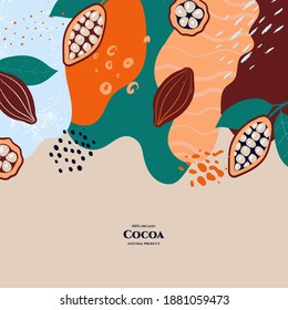 Vector frame with doodle cocoa and abstract elements. Hand drawn illustrations.