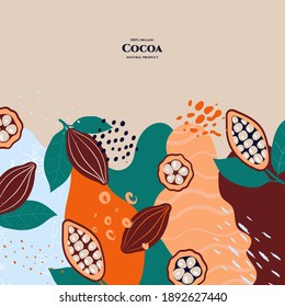 Vector frame with doodle cocoa and abstract elements. Hand drawn illustrations.