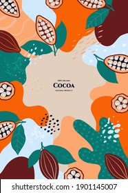 Vector frame with doodle cocoa and abstract elements. Hand drawn illustrations.