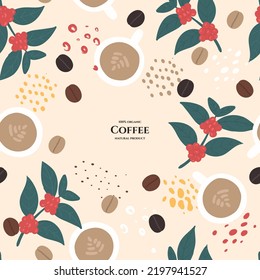 Vector frame with doodle coffee and abstract elements. Hand drawn illustrations.