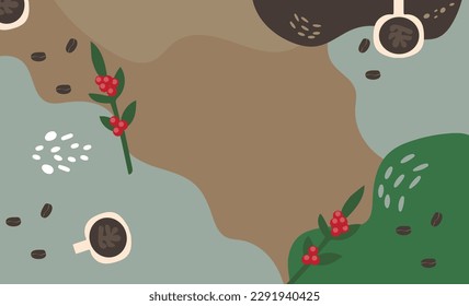 Vector frame with doodle coffee and abstract elements. Hand drawn illustrations.