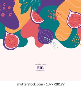 Vector frame with doodle figs and abstract elements. Hand drawn illustrations.