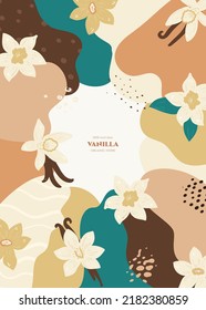 Vector frame with doodle vanilla flowers and abstract elements. Hand drawn illustrations.