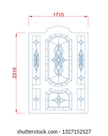 Vector frame door gate simple with dimension blue paint on the white background