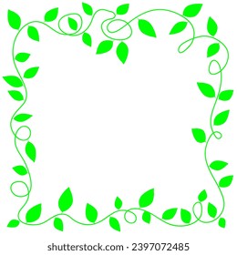 Vector frame drawn as a pattern of leaves on a white background