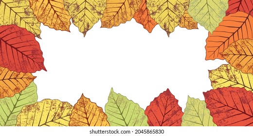 Marco vectorial de hojas secas, fondo otoñal