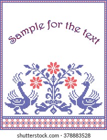 vector frame embroidered with birds