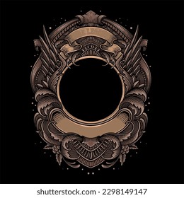 vector frame with engraving style