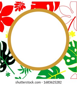 Vektorillustration im exotischen tropischen Sommer mit Palmenblättern und gemusterten Hintergrund.