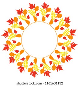 Vector frame with fall leaves. Vector seasonal texture for cards, posters, home decorations etc