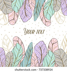 Vector frame from feathers, for cards and invitation cards