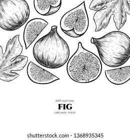 Vector frame with figs. Hand drawn. Vintage style