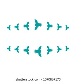 Vector frame with flat turquoise owls. Turquoise, teal, cyan, aqua color owls making a frame for photos, vector, white background.