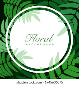 Vector frame  floral, botanical, tropical, leaves. With place for your text on circle isolated background.