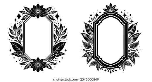 Vector frame with flowers and butterflies and white background	