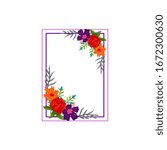 Vector frame Flowers Colors Blank Element Template Isolated