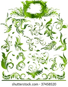 vector frame, flowers and floral elements collection