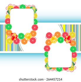 vector Frame with flowers and fruits, christmas holiday