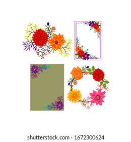 Flores de marco vectorial Colores de ilustración Conjunto de plantillas en blanco