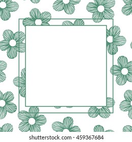 Vector frame with flowers. Invitation with floral background.