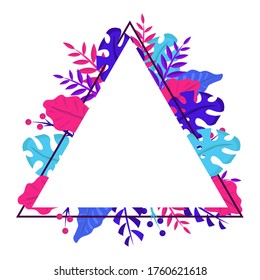 Vector frame of flowers. Isolated botanical illustration for a postcard. Gift certificate for girls and beauty salons. Photo Frame.