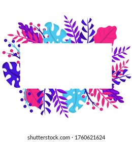 Vector frame of flowers. Isolated botanical illustration for a postcard. Gift certificate for girls and beauty salons. Photo Frame.