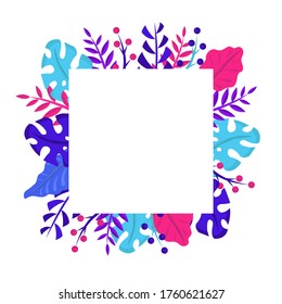 Vector frame of flowers. Isolated botanical illustration for a postcard. Gift certificate for girls and beauty salons. Photo Frame.