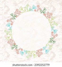 Vector frame of flowers and leaves. Flower frame, rim for postcard, banner. Frame made of plants.