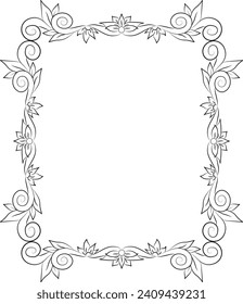 Marco vectorial, flores, hojas, remolinos, estado de ánimo: verano, fiesta, primavera, niños, decoración