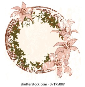 vector frame with with flowers of lily