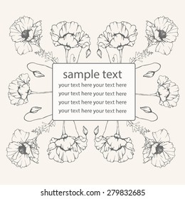 Vector frame with flowers on beige background for your design
