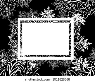 vector frame with flowers on black background