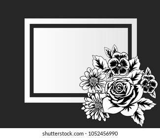 vector frame with flowers on black background