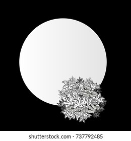 vector frame with flowers on black background