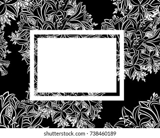 vector frame with flowers on black background