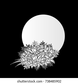 vector frame with flowers on black background