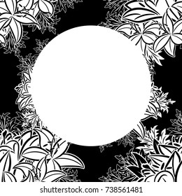 vector frame with flowers on black background