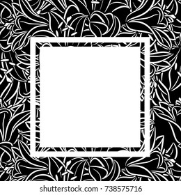 vector frame with flowers on black background