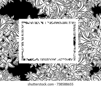 vector frame with flowers on black background