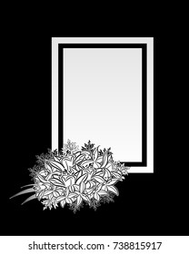 vector frame with flowers on black background