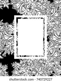 vector frame with flowers on black background