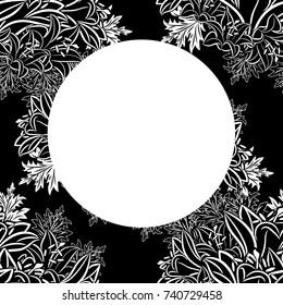 vector frame with flowers on black background