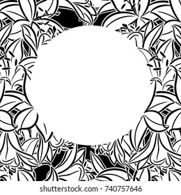 vector frame with flowers on black background