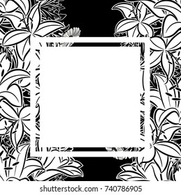 vector frame with flowers on black background