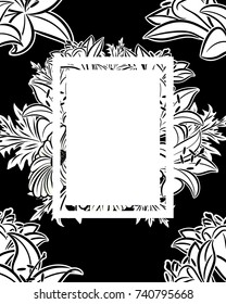 vector frame with flowers on black background