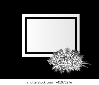 vector frame with flowers on black background
