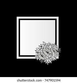 vector frame with flowers on black background