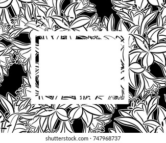 vector frame with flowers on black background