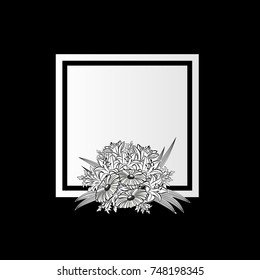 vector frame with flowers on black background